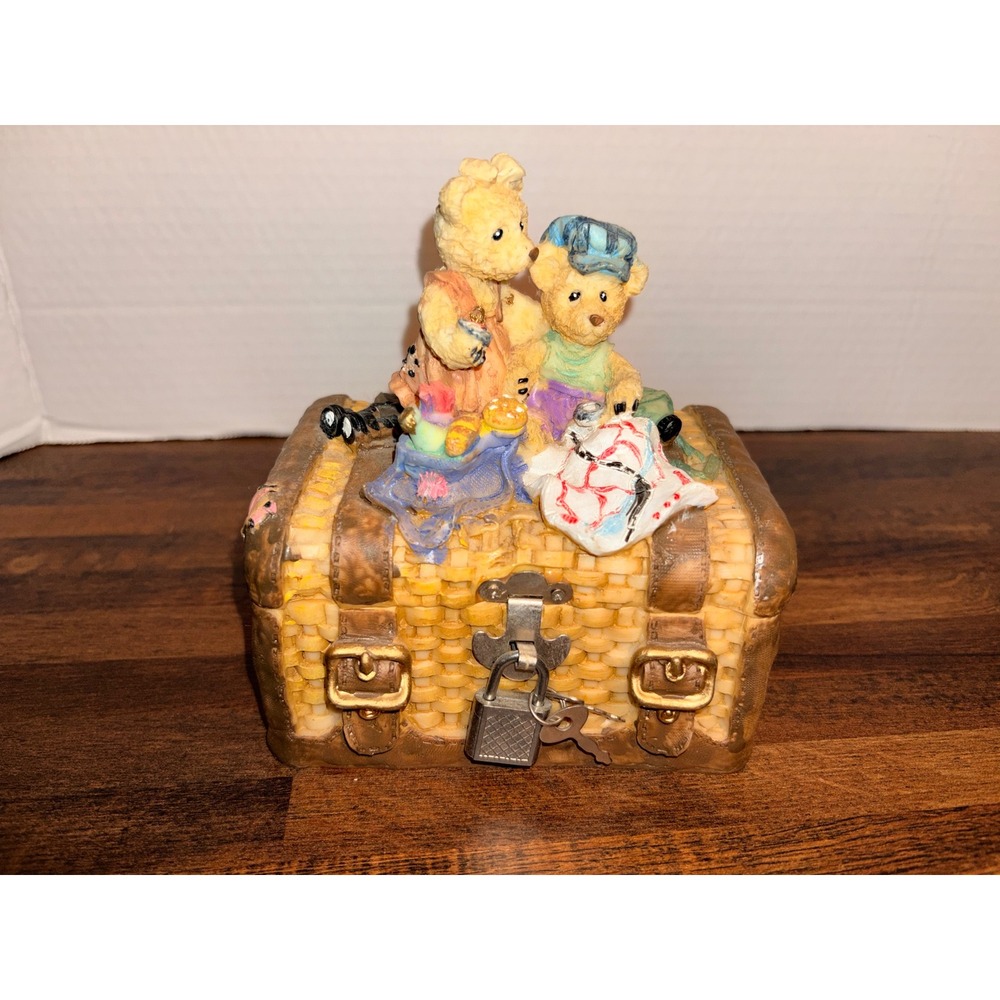 Vintage Traveling Bears Lock Box Money Bank Bears With Key And Lock